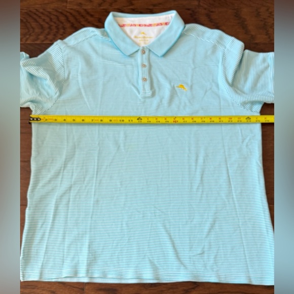Tommy Bahama Men Polo Shirt XXL Pima Cotton Blend Blue/White Stripe Short Sleeve - Picture 8 of 9